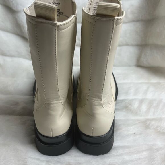 New with box Just Fab Candide Beige vegan leather beige platform boots size 8 - Picture 5 of 11